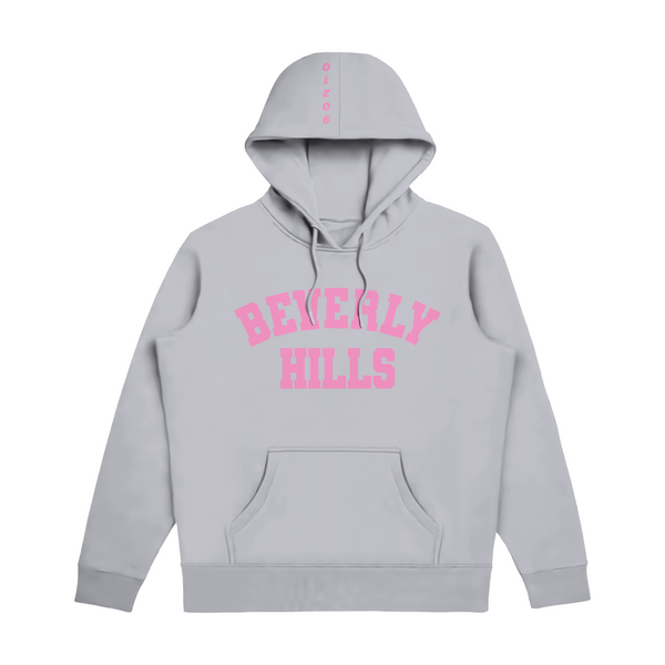 Beverly Hills Heather Gray With Pink Puff Hoodie