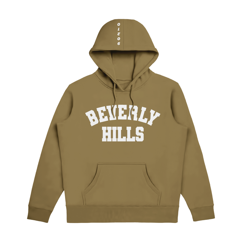 Beverly Hills Tan With White Hoodie Puff