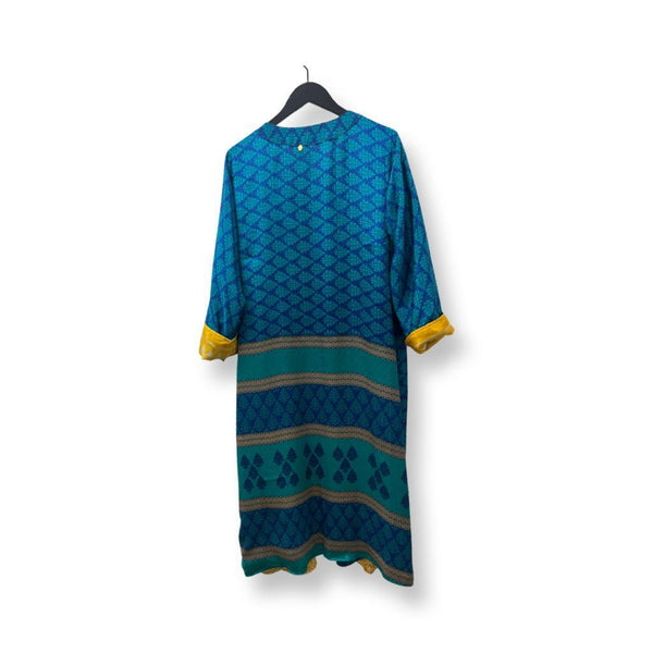 Back Blue With Gold Reversible Long Kimono