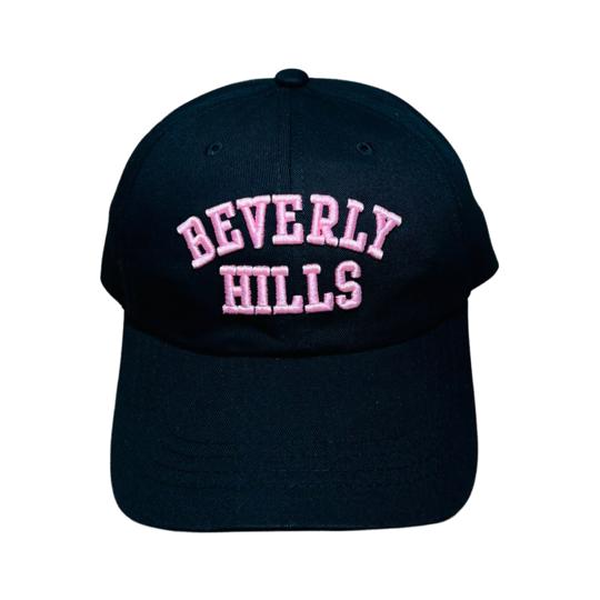 Beverly Hills Black cap with pink letters 90210 