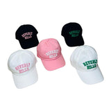 Beverly Hills Cap: Pink & White, Black & Pink, White & Green And Black & Green. 