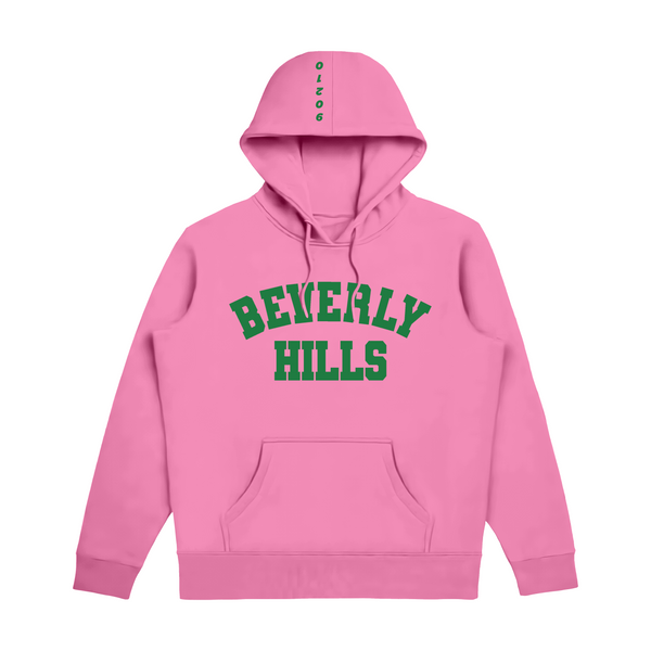 Beverly Hills Hoddie Pink With Green