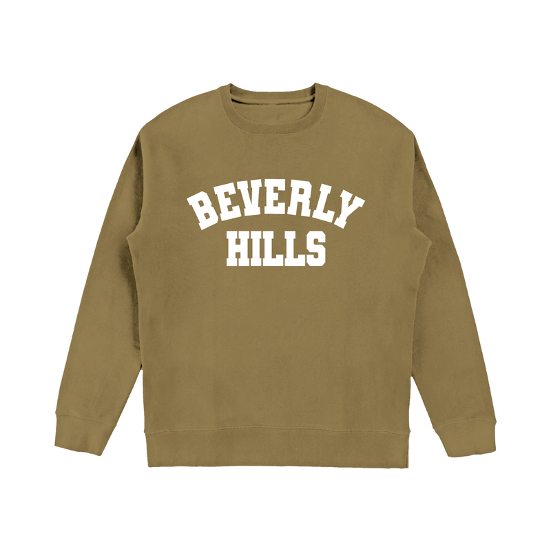 Beverly Hills Pullover Sweatshirt Tan With White Puff