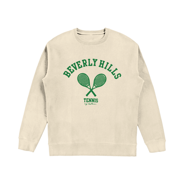 Beverly Hills Sweatshirt Tennis Cream With Green