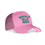 Beverly Hills Trucker Cap Pink With Green Puff Print