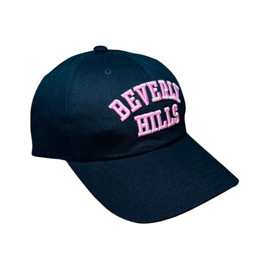 Beverly Hills Black cap with pink letters 90210 