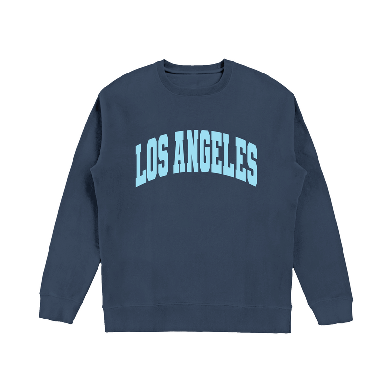 Los Angeles Pullover Sweatshirt Blue Navy With Blue Puff