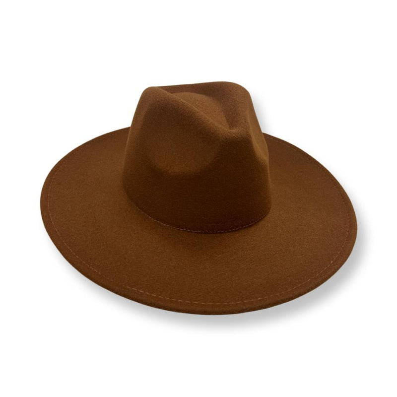 Camel Suede Large Eaves Top Fedora Hat