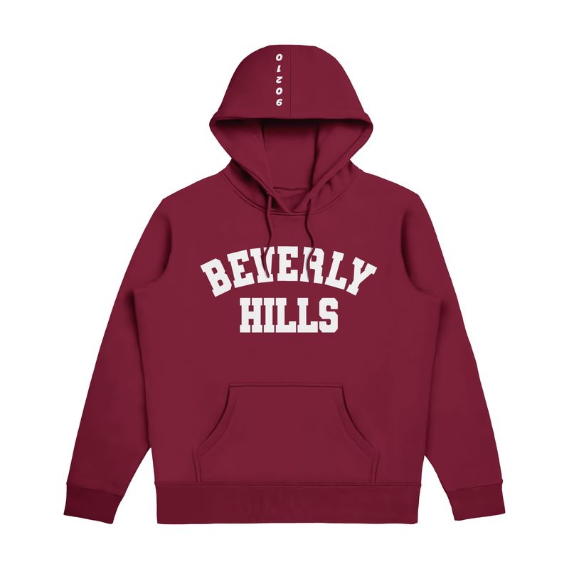 Beverly Hills Burgundy With White Hoodie Puff