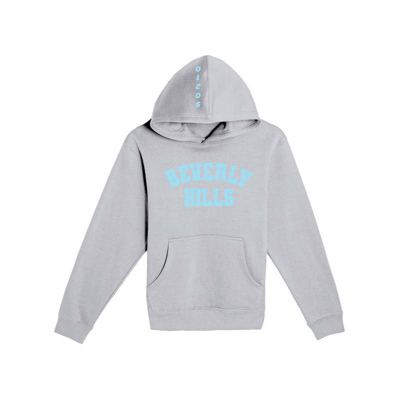 Beverly Hills Hoodie for kids Gray With Blue Letters