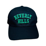 Beverly Hills Cap Black Baseball Hat With Green Embroidery Adjustable