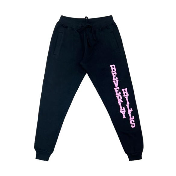 black Joggers Beverly hills pants with pink