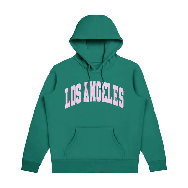 Los Angeles Green With Pink Hoodie Puff