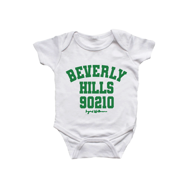 Beverly Hills White With Green Unisex Baby Onesies Bodysuits