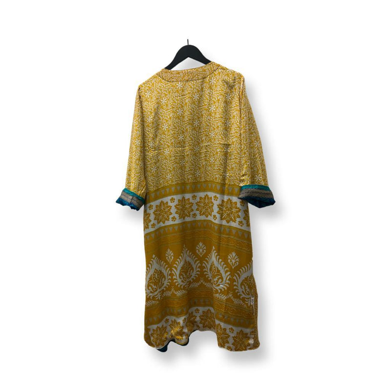 Reversible Blue With Gold Reversible Long Kimono