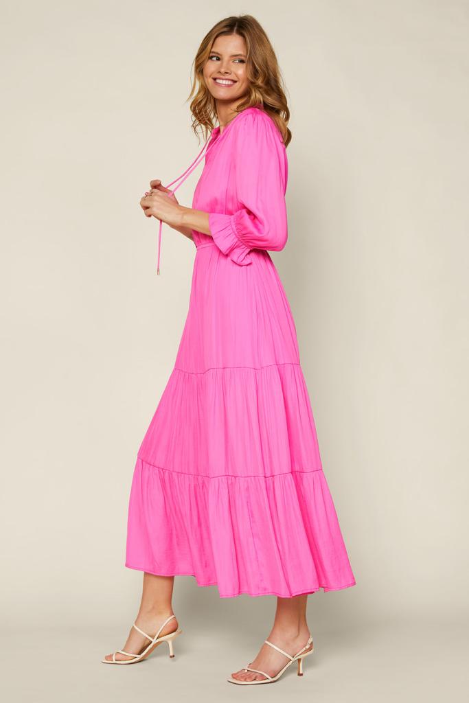 Side Pretty in Pink: The Ruffled Split Neck Dress