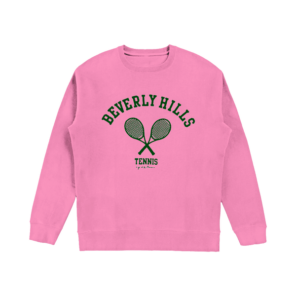 Beverly hills tennis club pink with green letters sweatshirt