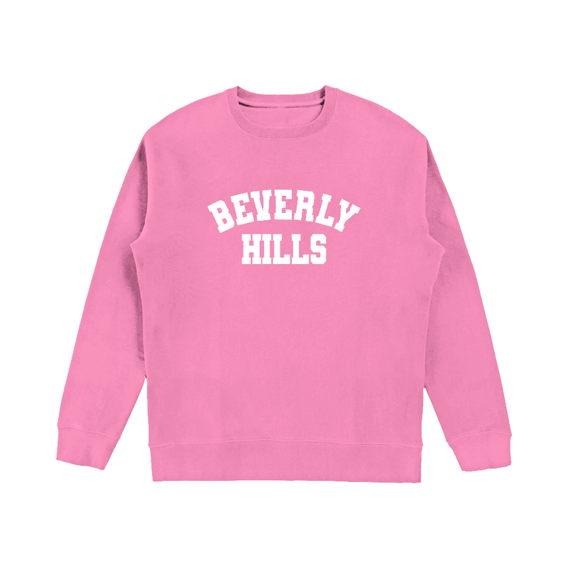 Pink Beverly Hills sweatshirt  with white letters puff 90210
