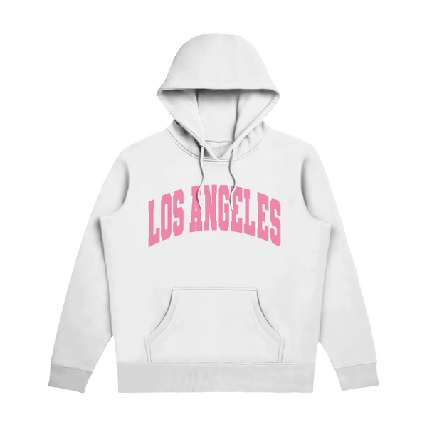 Los Angeles hoodie white with pink