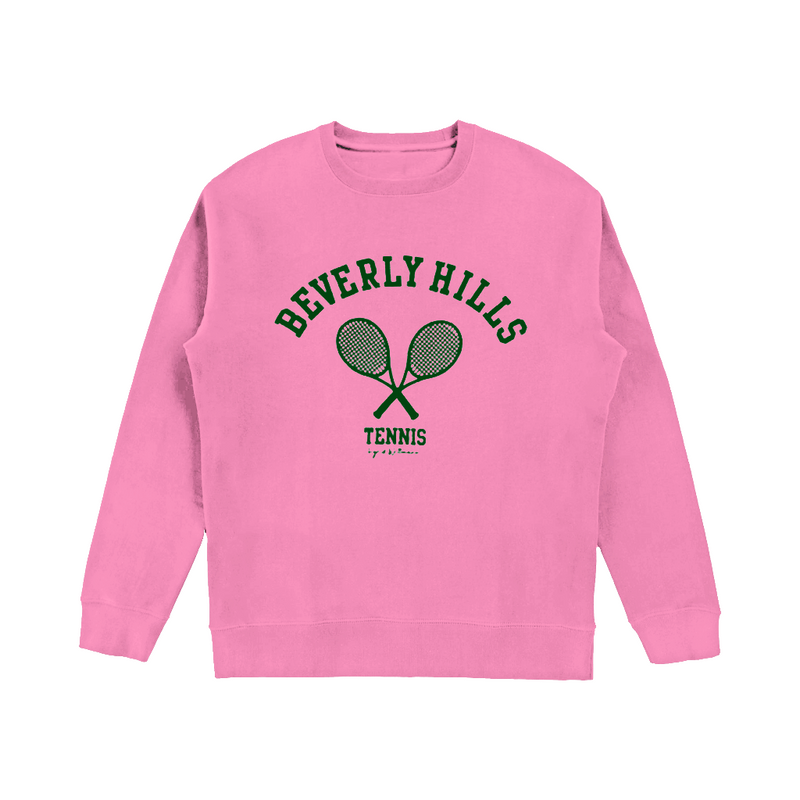 Beverly hills tennis club ponk woth green letters sweatshirt