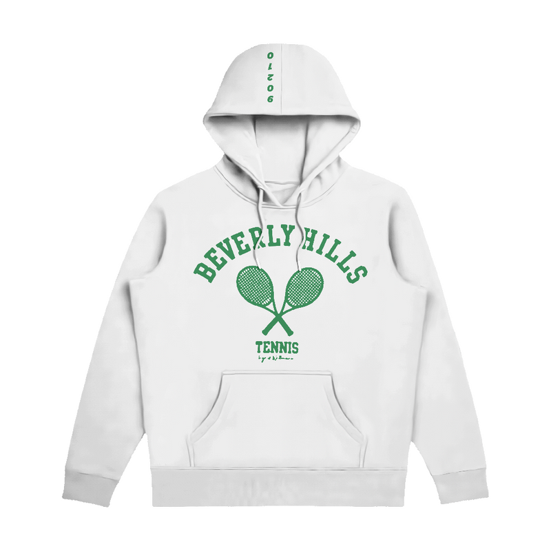 hoodie beverly hills racquets tennis white with green