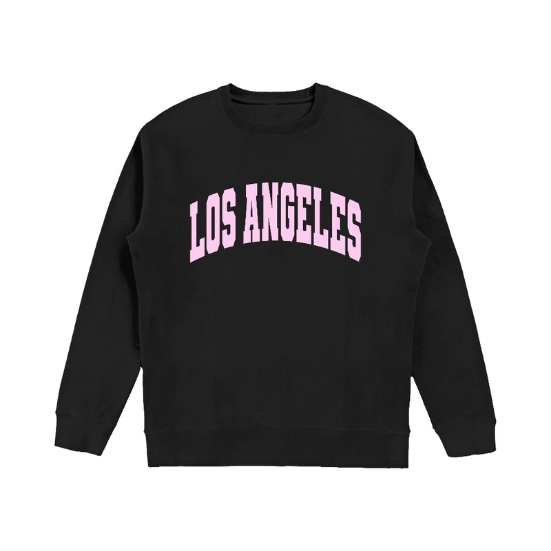 Los Angeles Pullover Los Angeles Sweatshirt Black Crewneck With Pink