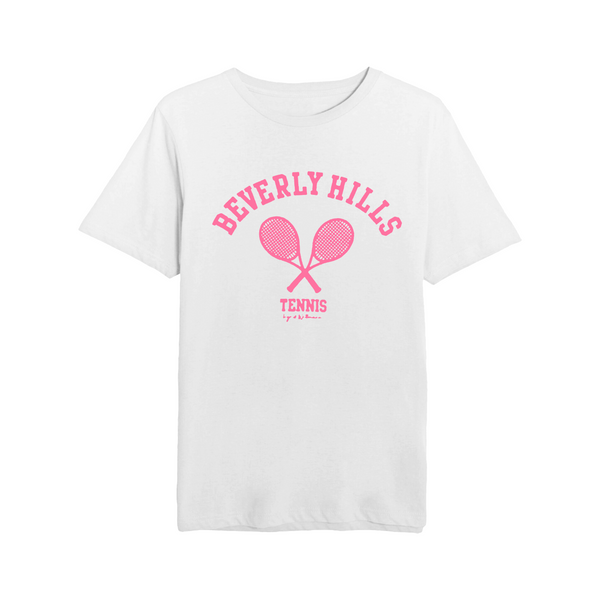 Tennis club beverly hills white with pink t shirt