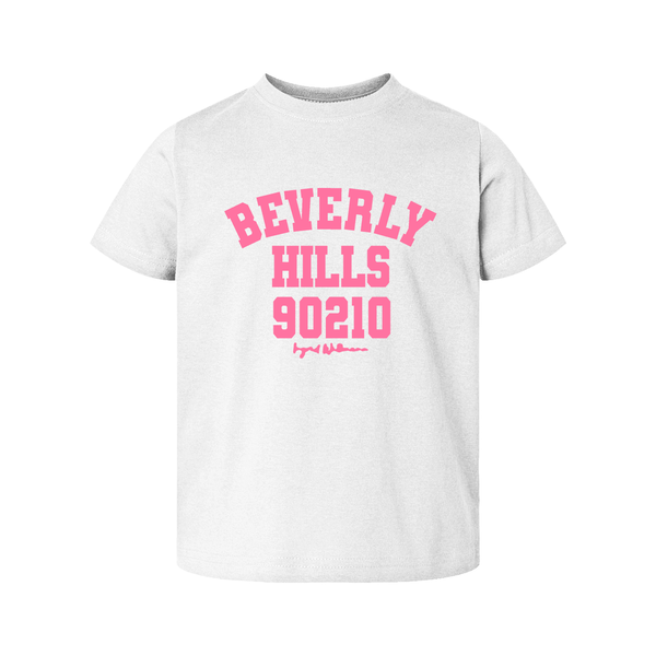 kids t shirt white with pink beverly hills 90212