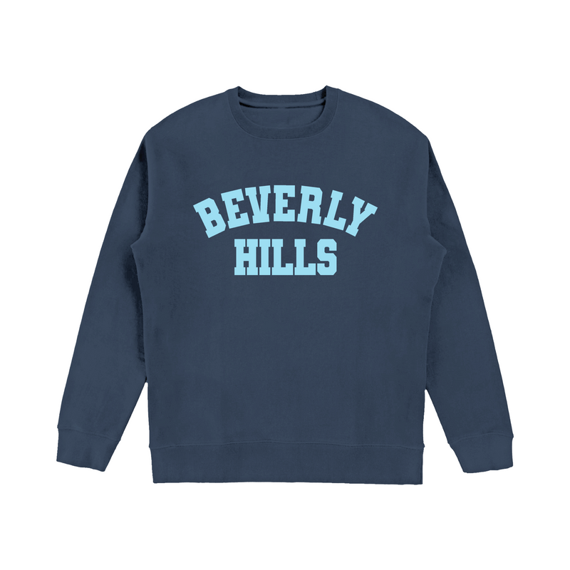 Beverly Hills Pullover Sweatshirt Navy Blue With Blue Puff