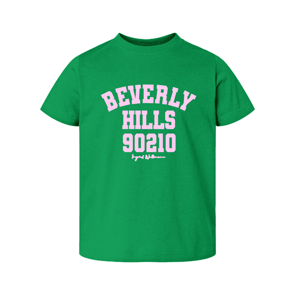 Beverly Hills 90210 kids t shirt green with pink