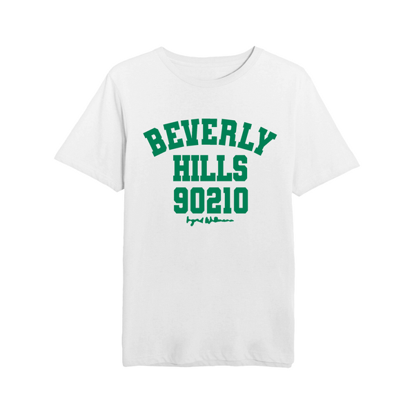 T shirt 90210 Beverly hills t shirt white with green