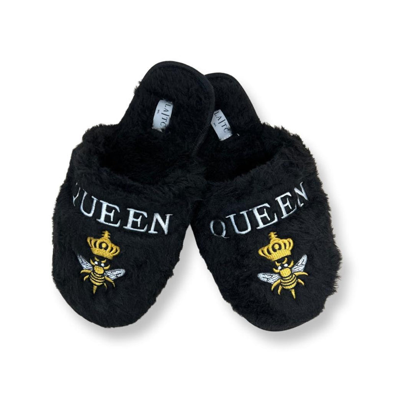 Queen Bee Black Slippers Medium/Large